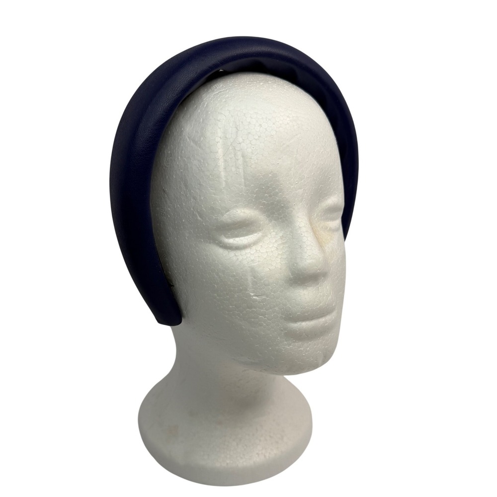 Handmade Navy Blue Faux Leather Padded Headband Wide Chunky Preppy Boho NWOT